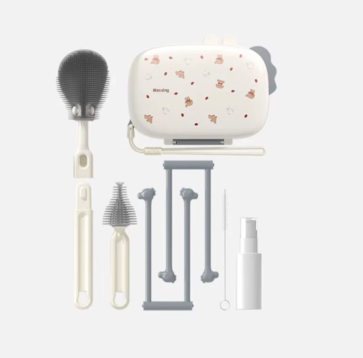 Travel Baby Bottle Brush Set – Portable Cleaning Kit & Drying Case