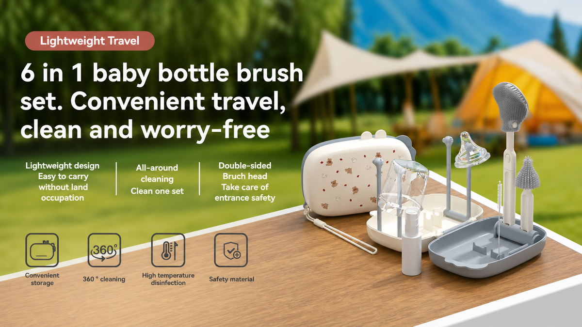 Travel Baby Bottle Brush Set – Portable Cleaning Kit & Drying Case