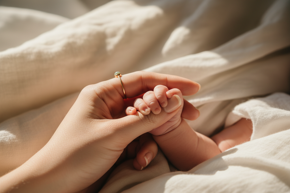 Mother and baby hands