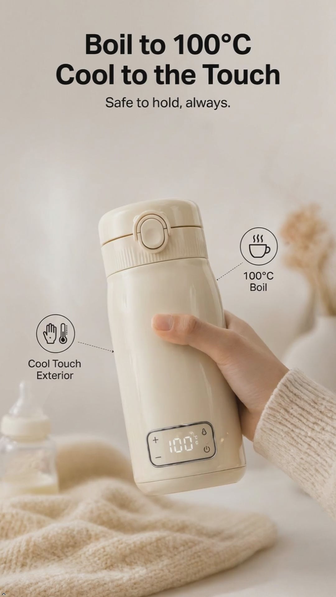 Portable Baby Bottle Milk Warmer / Boil Water On-The-Go
